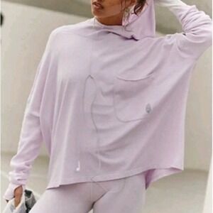 Free People Lightweight Hooded Pocket Top Lavender Purple Athleisure Women's S